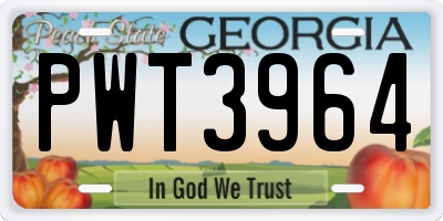 GA license plate PWT3964