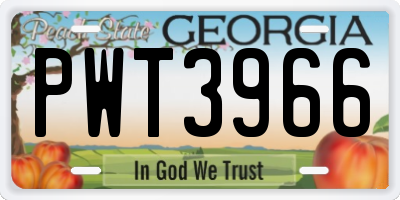 GA license plate PWT3966