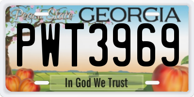GA license plate PWT3969