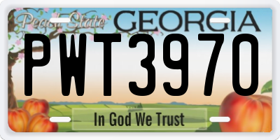 GA license plate PWT3970