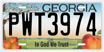 GA license plate PWT3974
