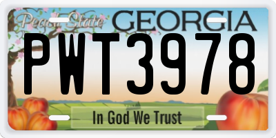 GA license plate PWT3978