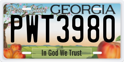 GA license plate PWT3980