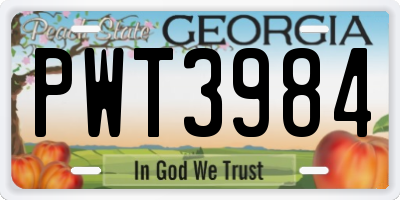 GA license plate PWT3984