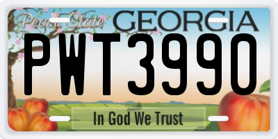 GA license plate PWT3990