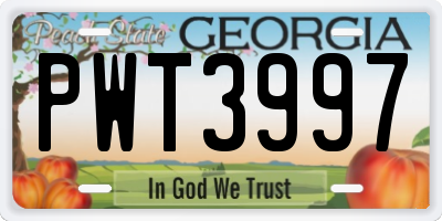 GA license plate PWT3997