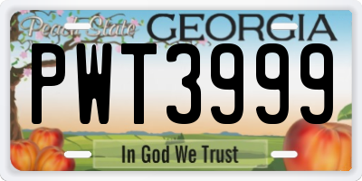 GA license plate PWT3999