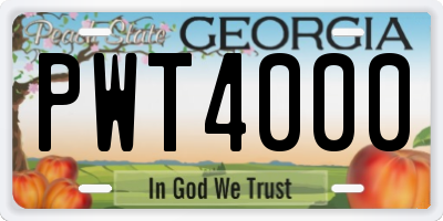 GA license plate PWT4000