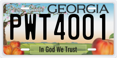 GA license plate PWT4001