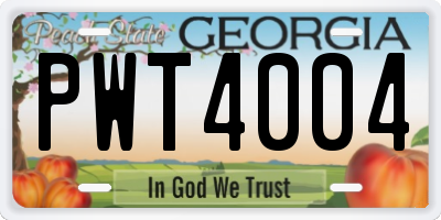 GA license plate PWT4004