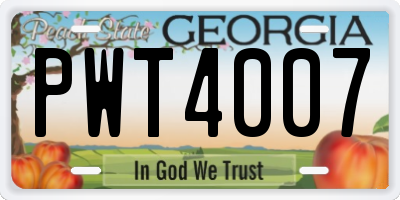 GA license plate PWT4007
