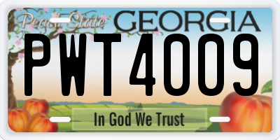 GA license plate PWT4009