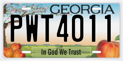 GA license plate PWT4011