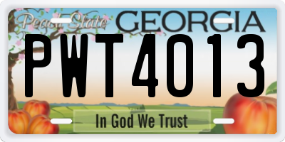 GA license plate PWT4013