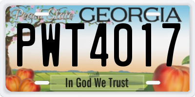 GA license plate PWT4017