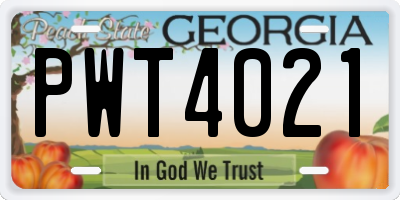 GA license plate PWT4021