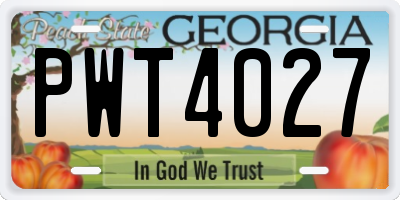 GA license plate PWT4027