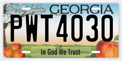 GA license plate PWT4030
