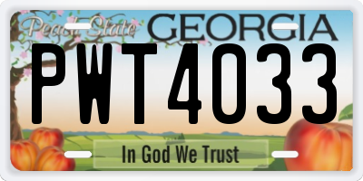 GA license plate PWT4033
