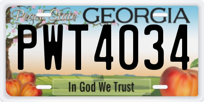 GA license plate PWT4034