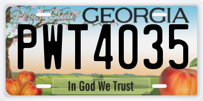 GA license plate PWT4035
