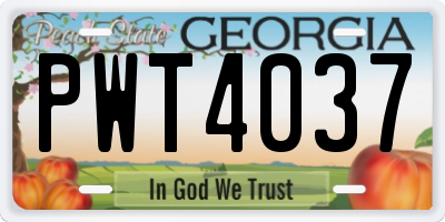 GA license plate PWT4037