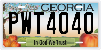 GA license plate PWT4040