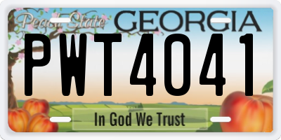 GA license plate PWT4041