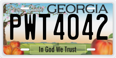 GA license plate PWT4042