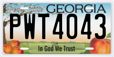 GA license plate PWT4043