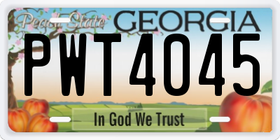 GA license plate PWT4045