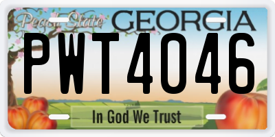 GA license plate PWT4046