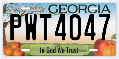 GA license plate PWT4047
