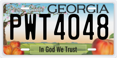 GA license plate PWT4048