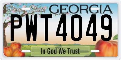 GA license plate PWT4049