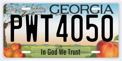 GA license plate PWT4050