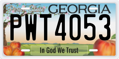 GA license plate PWT4053