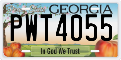 GA license plate PWT4055