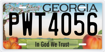 GA license plate PWT4056