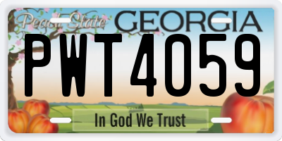 GA license plate PWT4059