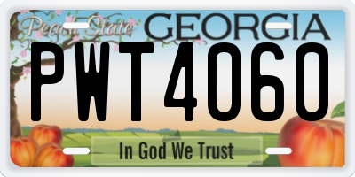 GA license plate PWT4060