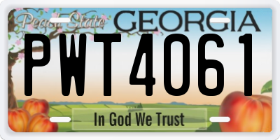 GA license plate PWT4061