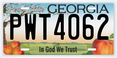 GA license plate PWT4062