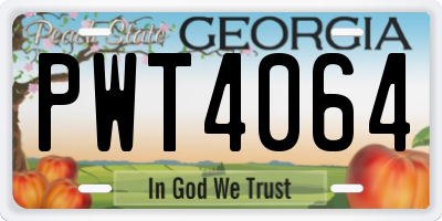 GA license plate PWT4064