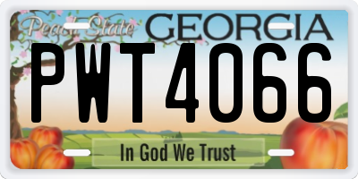 GA license plate PWT4066