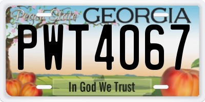 GA license plate PWT4067