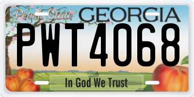 GA license plate PWT4068