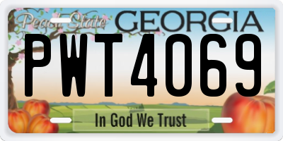 GA license plate PWT4069
