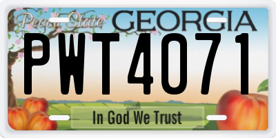 GA license plate PWT4071