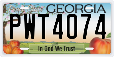 GA license plate PWT4074